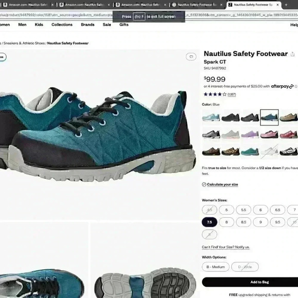 Nautilus Safety  womens Footwear Spark CT Blue Brand New (Save $50.00) - Picture 2 of 10